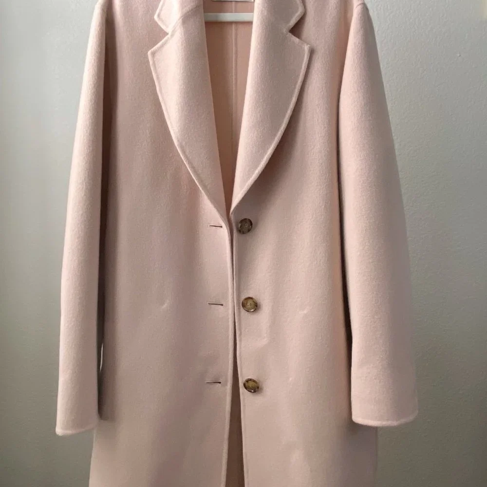 ACNE STUDIOS COAT LANDI DOUBLE FACE WOOL CASHMERE COAT PASTEL PINK SIZE 40 M - Picture 3 of 12